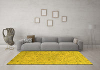 Machine Washable Abstract Yellow Modern Rug, wshabs2808yw