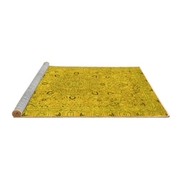 Sideview of Machine Washable Abstract Yellow Modern Rug, wshabs2808yw