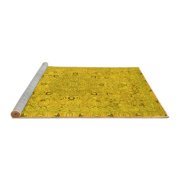 Sideview of Machine Washable Abstract Yellow Modern Rug, wshabs2808yw