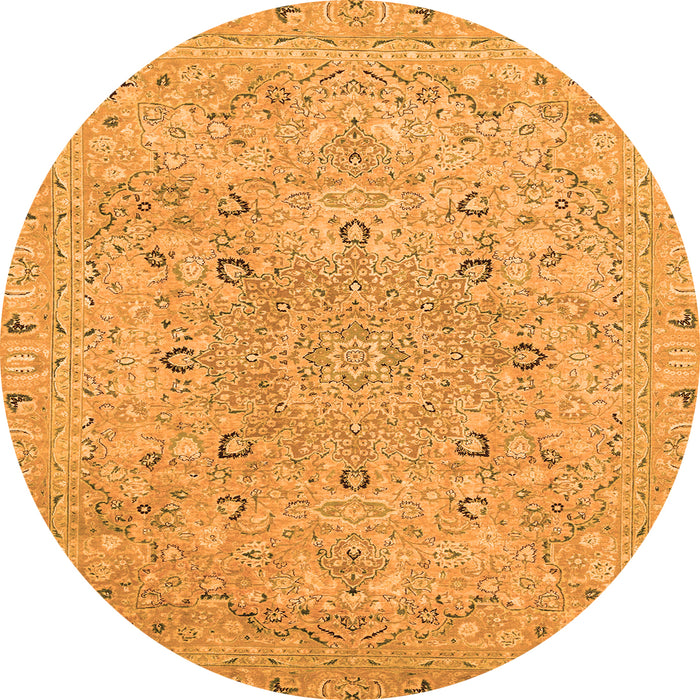 Round Machine Washable Abstract Orange Modern Area Rugs, wshabs2808org