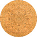 Round Machine Washable Abstract Orange Modern Area Rugs, wshabs2808org