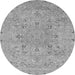 Round Machine Washable Abstract Gray Modern Rug, wshabs2808gry