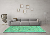 Machine Washable Abstract Turquoise Modern Rug, wshabs2808turq