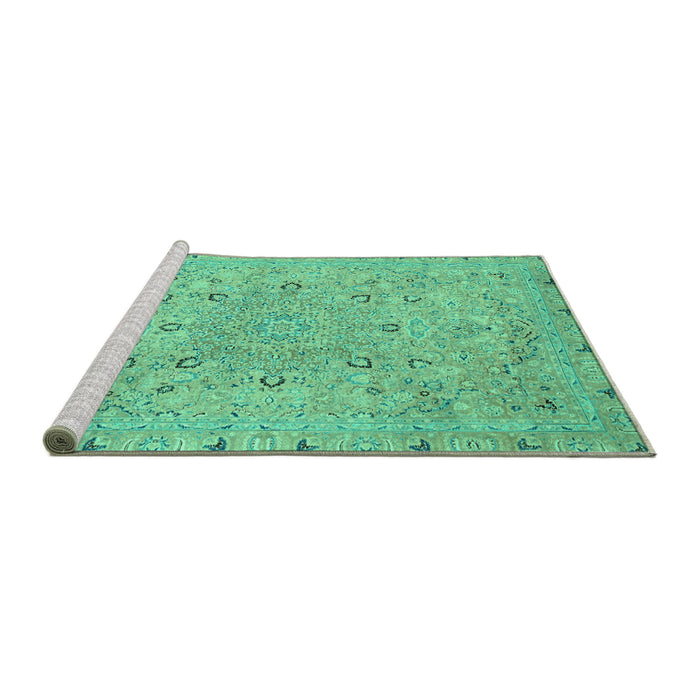 Sideview of Machine Washable Abstract Turquoise Modern Area Rugs, wshabs2808turq