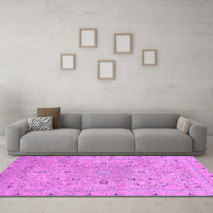 Machine Washable Abstract Purple Modern Area Rugs in a Living Room, wshabs2808pur