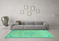 Machine Washable Abstract Turquoise Modern Rug, wshabs2809turq