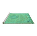 Sideview of Machine Washable Abstract Turquoise Modern Area Rugs, wshabs2809turq