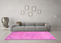 Machine Washable Abstract Pink Modern Rug, wshabs2809pnk