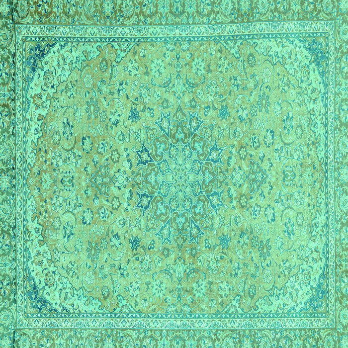 Square Machine Washable Abstract Turquoise Modern Area Rugs, wshabs2809turq