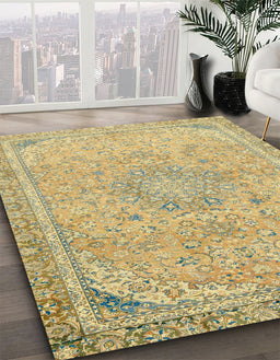 Abstract Chrome Gold Yellow Modern Rug in Family Room, abs2809