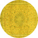 Round Abstract Yellow Modern Rug, abs2809yw