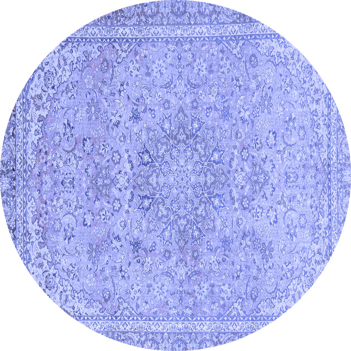 Round Machine Washable Abstract Blue Modern Rug, wshabs2809blu