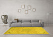 Machine Washable Abstract Yellow Modern Rug in a Living Room, wshabs2809yw