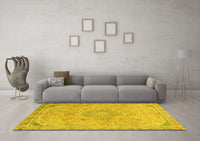 Machine Washable Abstract Yellow Modern Rug, wshabs2809yw