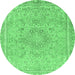 Round Abstract Emerald Green Modern Rug, abs2809emgrn