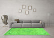 Machine Washable Abstract Green Modern Area Rugs in a Living Room,, wshabs2809grn