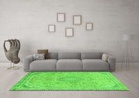 Machine Washable Abstract Green Modern Rug, wshabs2809grn