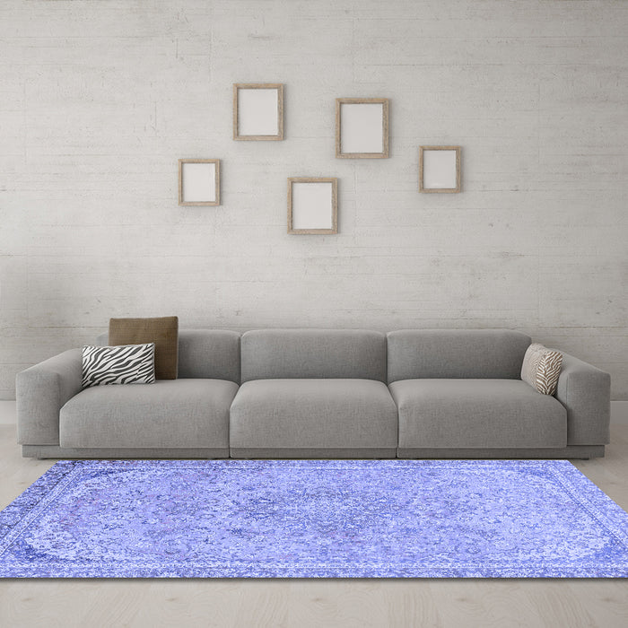 Machine Washable Abstract Blue Modern Rug in a Living Room, wshabs2809blu