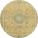 Round Abstract Chrome Gold Yellow Modern Rug, abs2809