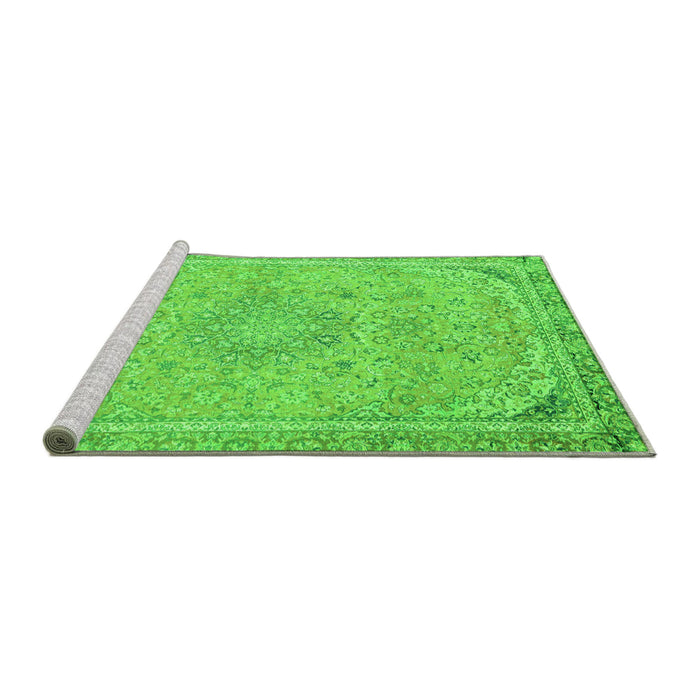 Sideview of Machine Washable Abstract Green Modern Area Rugs, wshabs2809grn