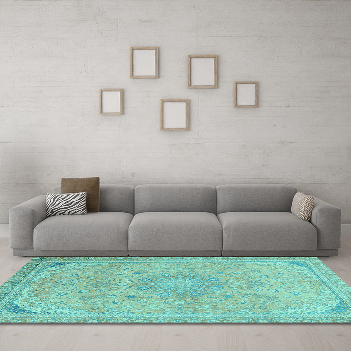 Machine Washable Abstract Light Blue Modern Rug in a Living Room, wshabs2809lblu