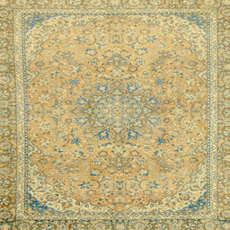 Square Machine Washable Abstract Chrome Gold Yellow Rug, wshabs2809