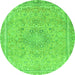 Round Abstract Green Modern Rug, abs2809grn