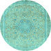 Round Abstract Light Blue Modern Rug, abs2809lblu