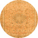 Round Machine Washable Abstract Orange Modern Area Rugs, wshabs2809org