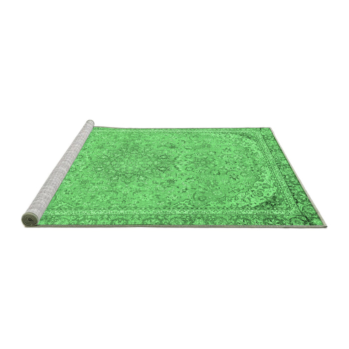 Sideview of Machine Washable Abstract Emerald Green Modern Area Rugs, wshabs2809emgrn