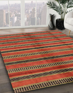 Machine Washable Abstract Red Rug in a Family Room, wshabs280