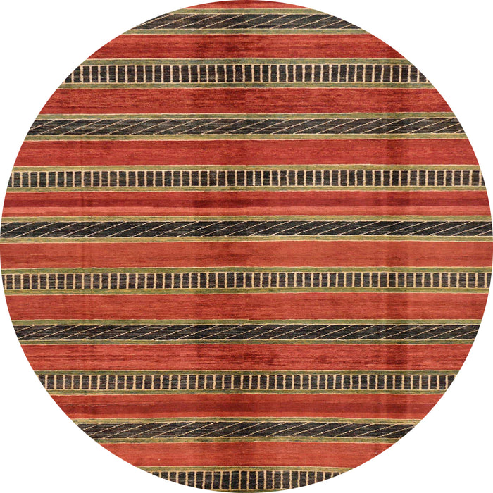 Round Machine Washable Abstract Red Rug, wshabs280