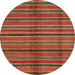 Round Machine Washable Abstract Red Rug, wshabs280