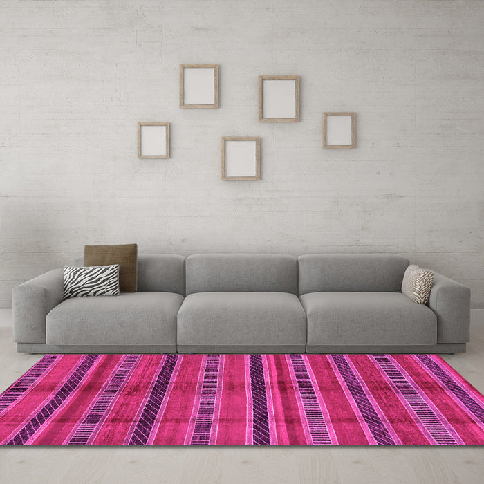 Machine Washable Oriental Pink Modern Rug in a Living Room, wshabs280pnk