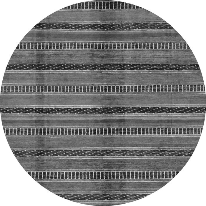 Round Machine Washable Oriental Gray Modern Rug, wshabs280gry