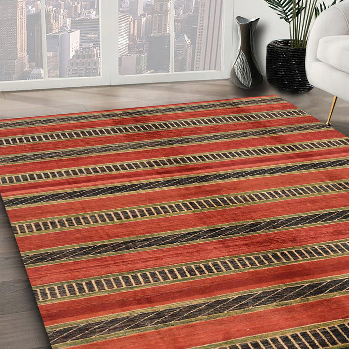 Abstract Red Oriental Rug in Family Room, abs280