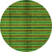 Round Machine Washable Oriental Green Modern Area Rugs, wshabs280grn