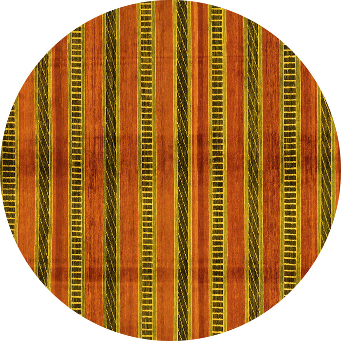 Round Machine Washable Oriental Yellow Modern Rug, wshabs280yw