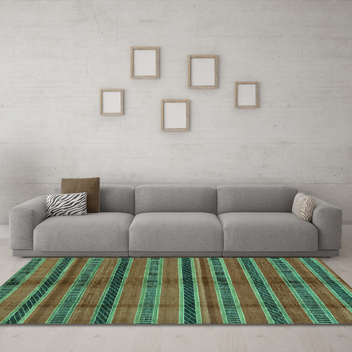 Machine Washable Oriental Turquoise Modern Area Rugs in a Living Room,, wshabs280turq