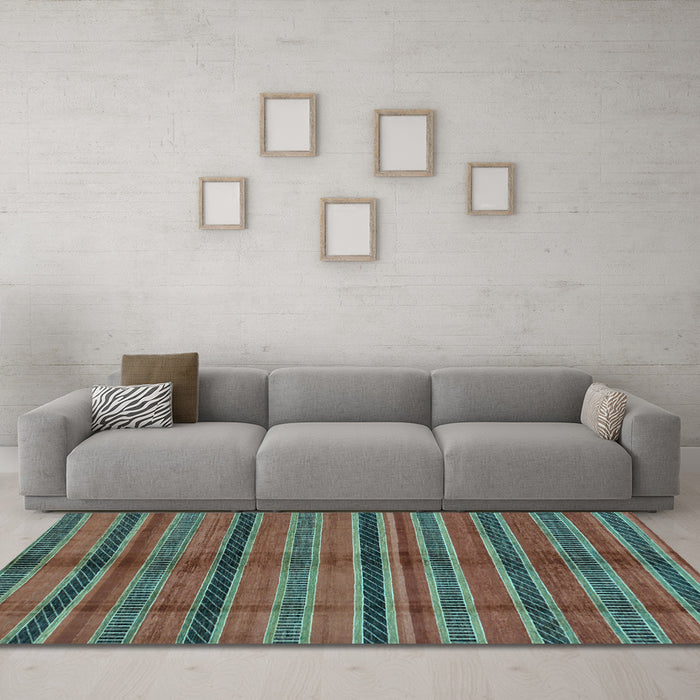Machine Washable Oriental Light Blue Modern Rug in a Living Room, wshabs280lblu