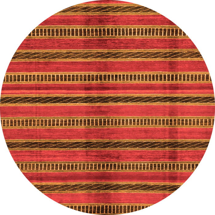 Round Machine Washable Oriental Orange Modern Area Rugs, wshabs280org