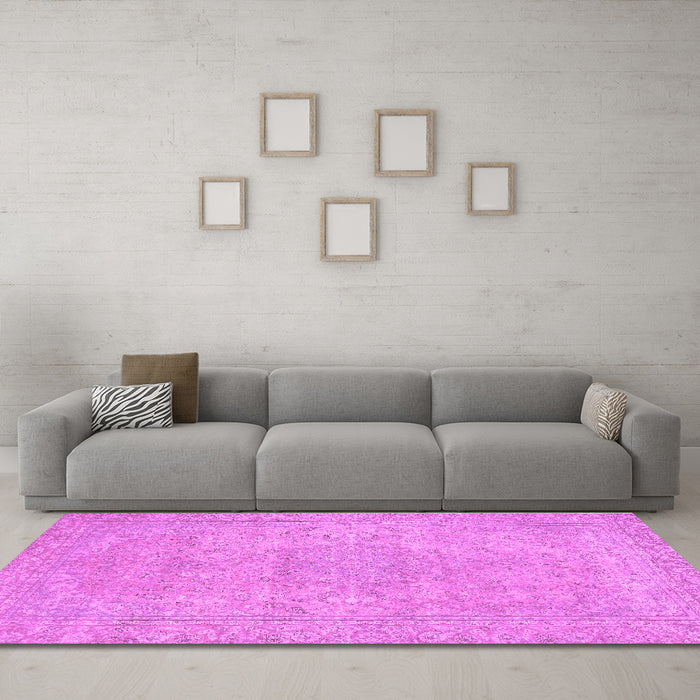 Machine Washable Abstract Purple Modern Area Rugs in a Living Room, wshabs2810pur