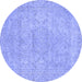 Round Abstract Blue Modern Rug, abs2810blu