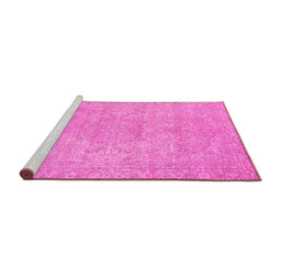Sideview of Machine Washable Abstract Pink Modern Rug, wshabs2810pnk