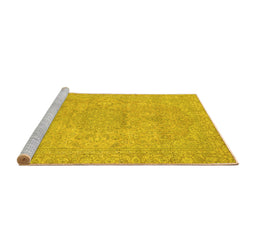 Sideview of Machine Washable Abstract Yellow Modern Rug, wshabs2810yw