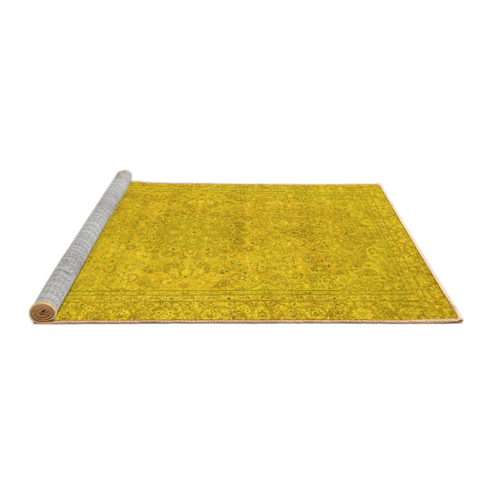 Sideview of Machine Washable Abstract Yellow Modern Rug, wshabs2810yw