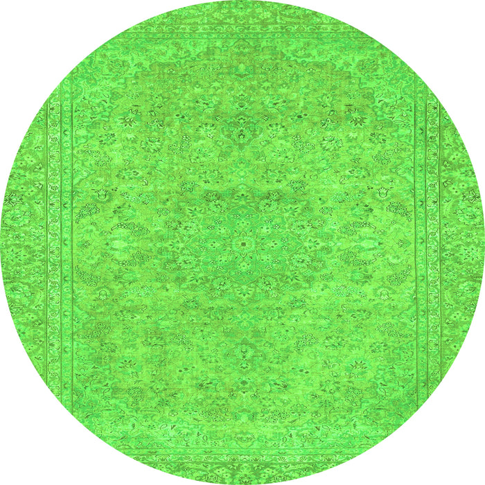 Round Machine Washable Abstract Green Modern Area Rugs, wshabs2810grn