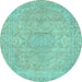 Round Machine Washable Abstract Light Blue Modern Rug, wshabs2810lblu