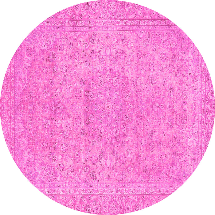 Round Abstract Pink Modern Rug, abs2810pnk