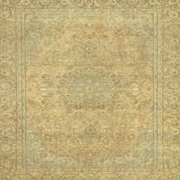 Square Abstract Chrome Gold Yellow Modern Rug, abs2810